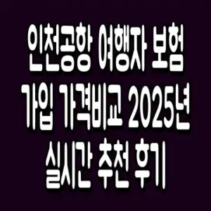 인천공항 여행자 보험 가입 가격비교 2025년 실시간 추천 후기