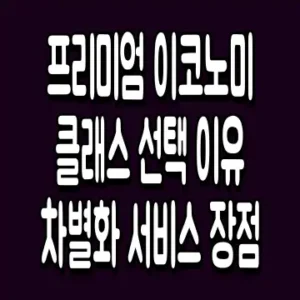 프리미엄 이코노미 클래스 선택 이유 차별화 서비스 장점
