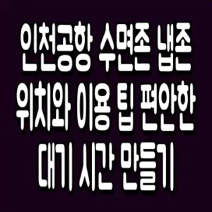 인천공항 수면존 냅존 위치와 이용 팁 편안한 대기 시간 만들기