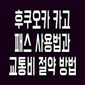 후쿠오카 카고 패스 사용법과 교통비 절약 방법