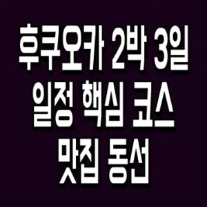 후쿠오카 2박 3일 일정 핵심 코스 맛집 동선