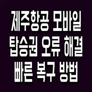 제주항공 모바일 탑승권 오류 해결 빠른 복구 방법