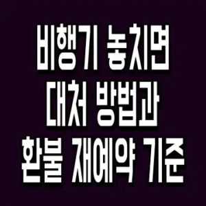 비행기 놓치면 대처 방법과 환불 재예약 기준