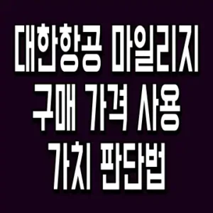 대한항공 마일리지 구매 가격 사용 가치 판단법