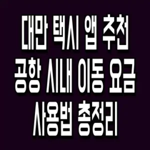 대만 택시 앱 추천 공항 시내 이동 요금 사용법 총정리