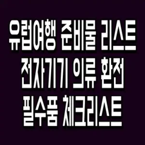 유럽여행 준비물 리스트 전자기기 의류 환전 필수품 체크리스트