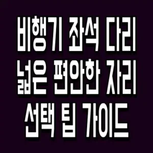 비행기 좌석 다리 넓은 편안한 자리 선택 팁 가이드