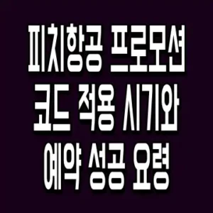 피치항공 프로모션 코드 적용 시기와 예약 성공 요령