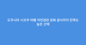 도쿠시마 시코쿠 여행 자연경관 문화 음식까지 만족도 높은 선택