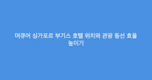 머큐어 싱가포르 부기스 호텔 위치와 관광 동선 효율 높이기