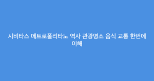 시비타스 메트로폴리타노 역사 관광명소 음식 교통 한번에 이해