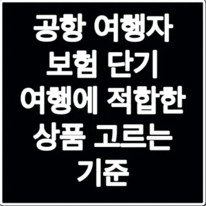 공항 여행자 보험 단기 여행에 적합한 상품 고르는 기준