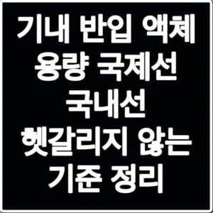 기내 반입 액체 용량 국제선 국내선 헷갈리지 않는 기준 정리