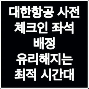대한항공 사전 체크인 좌석 배정 유리해지는 최적 시간대