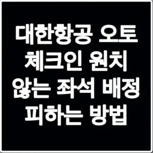 대한항공 오토 체크인 원치 않는 좌석 배정 피하는 방법