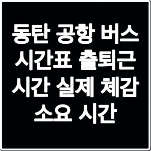 동탄 공항 버스 시간표 출퇴근 시간 실제 체감 소요 시간