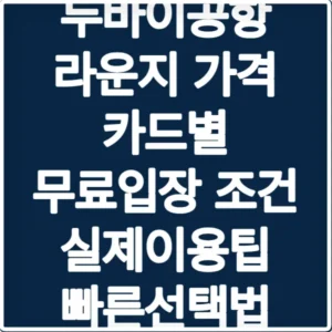 두바이공항 라운지 가격 카드별 무료입장 조건 실제이용팁 빠른선택법