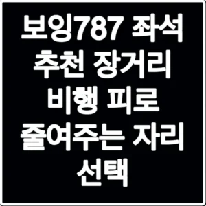 보잉787 좌석 추천 장거리 비행 피로 줄여주는 자리 선택