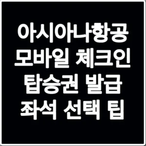 아시아나항공 모바일 체크인 탑승권 발급 좌석 선택 팁