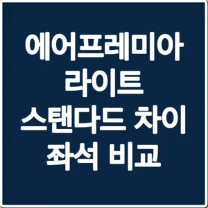 에어프레미아 라이트 스탠다드 차이 좌석 비교