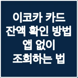 이코카 카드 잔액 확인 방법 앱 없이 조회하는 법