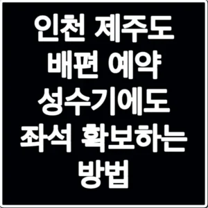인천 제주도 배편 예약 성수기에도 좌석 확보하는 방법