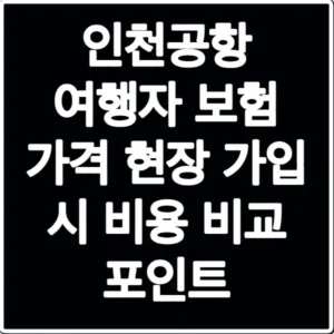 인천공항 여행자 보험 가격 현장 가입 시 비용 비교 포인트