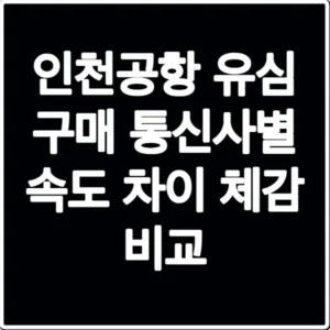 인천공항 유심 구매 통신사별 속도 차이 체감 비교