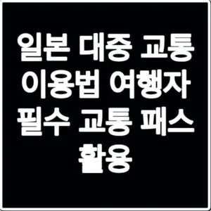 일본 대중 교통 이용법 여행자 필수 교통 패스 활용