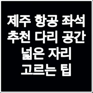 제주 항공 좌석 추천 다리 공간 넓은 자리 고르는 팁