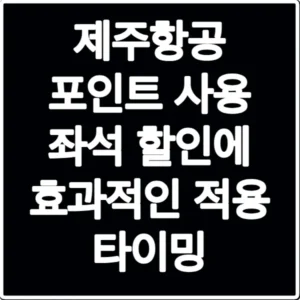제주항공 포인트 사용 좌석 할인에 효과적인 적용 타이밍