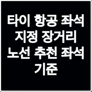 타이 항공 좌석 지정 장거리 노선 추천 좌석 기준