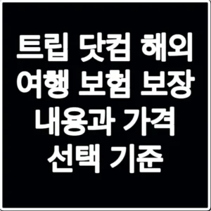 트립 닷컴 해외 여행 보험 보장 내용과 가격 선택 기준