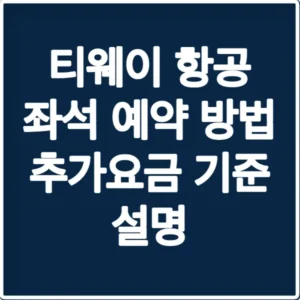 티웨이 항공 좌석 예약 방법 추가요금 기준 설명