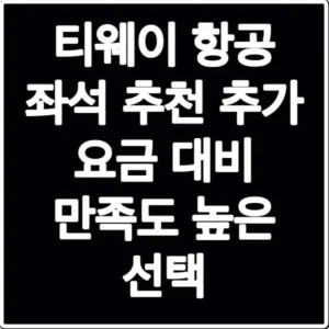 티웨이 항공 좌석 추천 추가 요금 대비 만족도 높은 선택