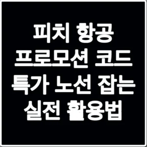 피치 항공 프로모션 코드 특가 노선 잡는 실전 활용법