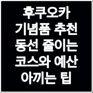 후쿠오카 기념품 추천 동선 줄이는 코스와 예산 아끼는 팁